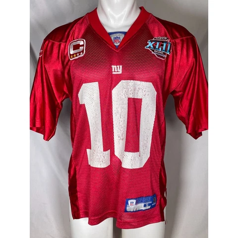 Eli Manning #10 New York NY Giants Super Bowl XLII Red Jersey Men's SMALL Cover