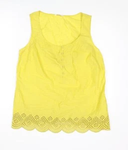 Marks & Spencer Womens Yellow Cotton Blend Camisole Blouse Size 16 - Plea - Picture 1 of 10