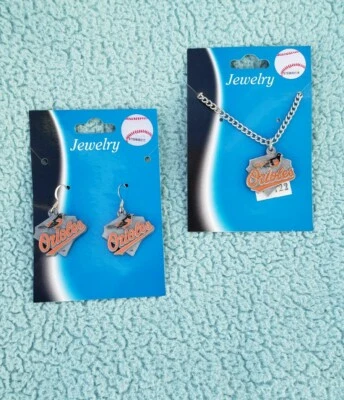 MLB Baltimore Orioles Necklace/Earring Set BASEBALL bird  jewelry AMINCO - Image 1 of 3