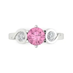 1.72 tcw Round Cut Engagement Ring for Women, 14K White Gold Pink Promise Ring - Picture 1 of 11