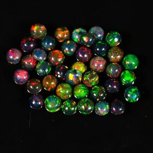 4x4 mm Schwarz Äthiopischer Welo Feueropal Cabochon Lose Edelstein A++ Welo Feueropal - Bild 1 von 8