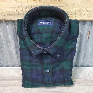 Proper Cloth Shirt Mens Medium 15.5 Button Down Plaid Flannel Cotton Long Sleeve - Picture 1 of 4