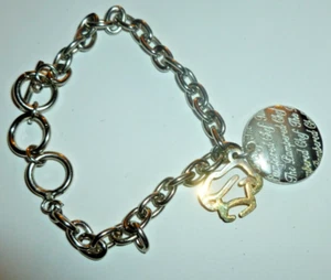 PAMPERED CHEF BRACELET with 2 Charms Stainless Chain Silver Tone CHARM 7-8" - Picture 1 of 4