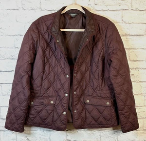 Eddie Bauer Womens Quilted Coat Jacket Pockets Midweight Snap Plum Merlot XL - Picture 1 of 10