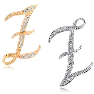2 Pack Initial Letter Brooch Pin A-Z Gold Silver Fashion Women Girl Collar - Picture 1 of 7