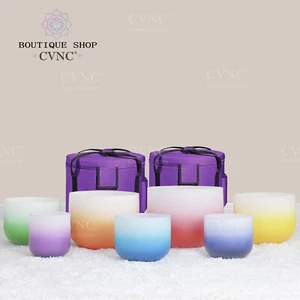 Set chakra ciotola canto cristallo 432 Hz 6-12" 7 pz borse musicali bagno guarigione suono - Foto 1 di 83