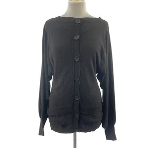 Peppe Peluso Brown Knit Front-Back Buttons Wool Blend Cardigan Womens S Preowned - Picture 1 of 4