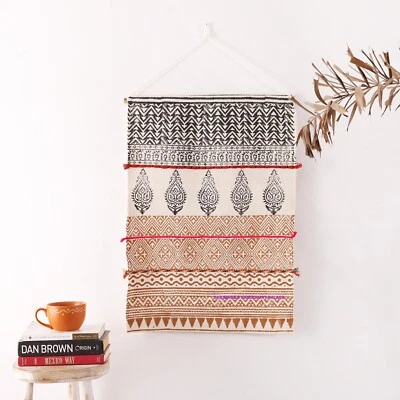 Macramé Tejido Colgante de Pared Tapiz Boho Chic Decoración de Pared Arte Geométrico Indio Foto 1 de 4