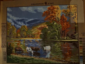 needlepoint Tapestry Gobelin Canvas Only Collection D Art Lake 50x60 Cm - Picture 1 of 4