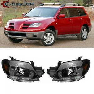 2X Front Headlight Head Lamp w/ Blub Assembly For Mitsubishi Outlander 2003-2005