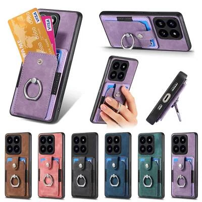 Ring Leather Card Slot Phone Case For Redmi Note 14 13 12 11 Pro Xiaomi 14T 11 - Image 1 of 4