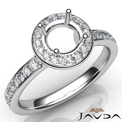 Comfort Fit Micro Pave Set Halo Round Semi Mount Diamond Engagement Ring 0.45Ctw - Image 1 of 4