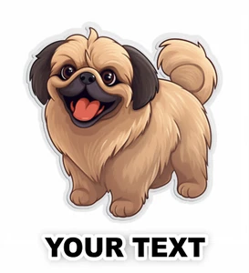 Juego de 2 calcomanías adhesivas de perro pequinés con texto personalizado gratuito - Imagen 1 de 5