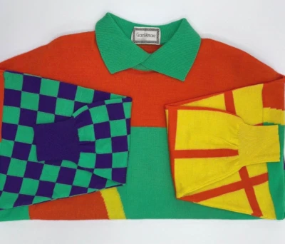 NEW Vintage GIANNI VERSACE Fine Gauge Wool Color Blocked Sweater Size S, ITALY - Image 1 of 4