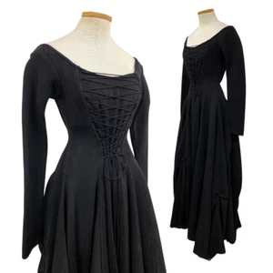Vintage 90er 1990er Kaat Tilley Belgien Designer Punk schwarz Schnürung romantisch Goth Kleid - Bild 1 von 6