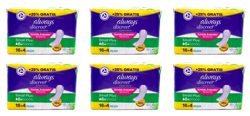 Always discreet small plus Damenbinden , 6x20 Einlagen EAN8001841934303