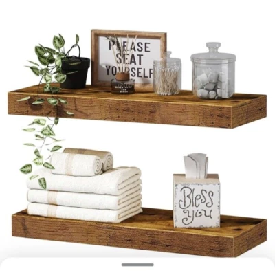 QEEIG Bathroom Shelves Floating for Wall Shelf Over 15.7", A. Brown  - Image 1 of 4