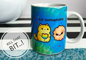 Adorable taza gay matar homofobia con corte bandera LGBT taza de café orgullo gay - Imagen 1 de 3