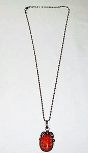 STACHELIGE AUSTER ORANGE VON RON 6 STERLING ANHÄNGER & KETTE  - Bild 1 von 3