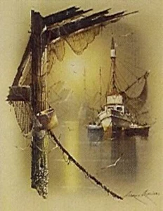 Andres Orpinas Print Litho IN USA 50 Piece Fishing Boats 20,4 X 15,2 CM SC-2062 - Picture 1 of 1