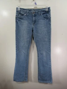 Cherokee Jean Pants Size 16 Girls Blue Button Zipper Pockets Bling - Picture 1 of 5