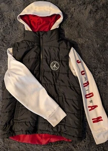 Nike Boys Size L (12-13) Black White Air Jordan Jumpman Hybrid Vest Jacket - Picture 1 of 3