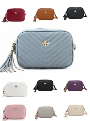 GLMMD Brand New Women Quilted Tassel Gold Bee Crossbody Bag Shoulder Messenger Handbag