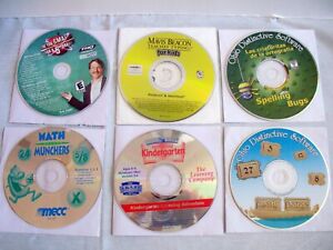 LOT OF 6 CHILDRENS EDUCATIONAL PC CD-ROM GAMES W/ MATH SPELLING TYPING WINDOWS +