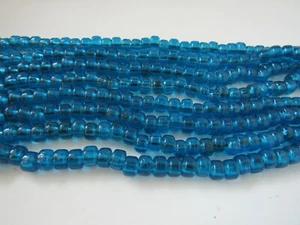 Light Blue Translucent Glass Crow Pony Beads Jewelry Craft Bead 100 pcs 9 x 6MM - Picture 1 of 1