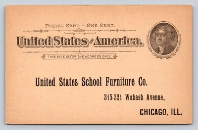 1894 UX12 Postal Card Jefferson 1c US School Furniture Co. CHICAGO IL 'Desks' - Image 1 of 4