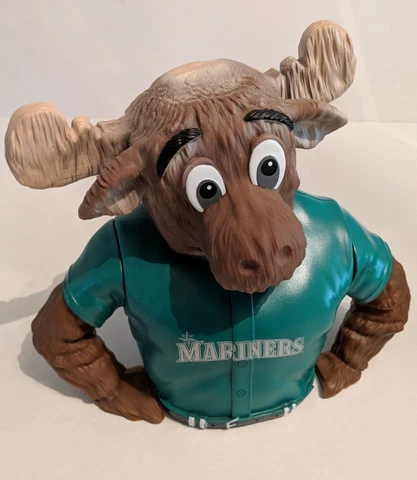 SEATTLE MARINERS Moose Mascot Piggy Bank! MLB Green Jersey Cover