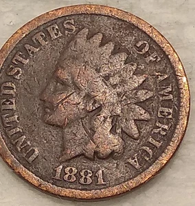 1881 Indian Head One Cent Penny 1C US Coin! G/VG #13570 - Picture 1 of 3