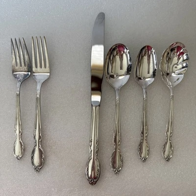 6-PC Vintage ROGERS & BRO "Extra Plate" Sterling Silver Knife, Forks 2, Spoons 3 - Image 1 of 4