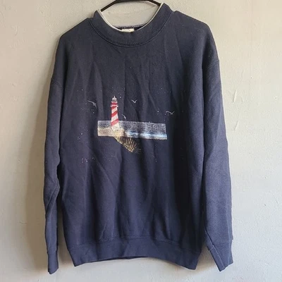 Sudadera Faro Vintage Mujer Mediana Abuela Mamá Azul Bordado Foto 1 de 4
