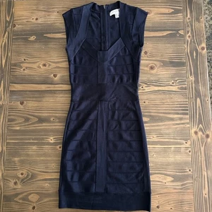 Women’s French Connection Navy Bandage Mini Dress 4 V-Neck Bodycon - Picture 1 of 8
