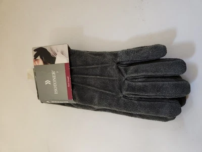 Nuevos Guantes de Invierno Gris Oscuro Gamuza Isotoner Tejido Forrados Talla M Foto 1 de 2