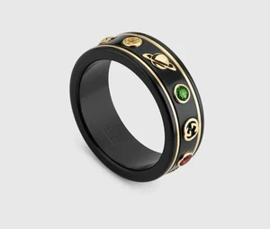 GUCCI Icon Ring Gemstones Black Corundum 750 18K Gold Size 25 - 11 - V - Bild 1 von 11