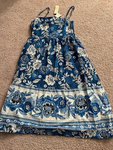 NEW WOMEN'S RACHEL ZOE BLUE FLOWER SUN DRESS SIZE XL - Picture 1 of 7