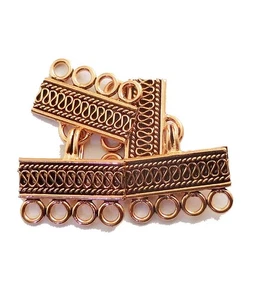 5 SET 40X22MM SOLID COPPER BALI TOGGLE CLASP 4 STRAND ANTIQUE COPPER 533 - Picture 1 of 3