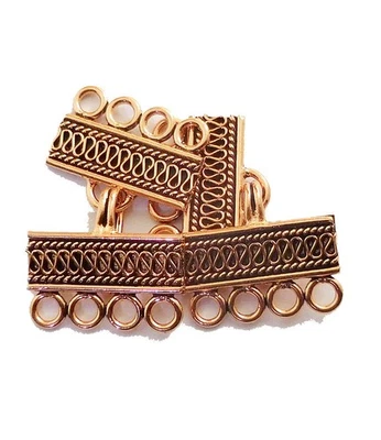 5 SET 40X22MM SOLID COPPER BALI TOGGLE CLASP 4 STRAND ANTIQUE COPPER 533 - Image 1 of 3