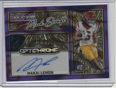 2025 LEAF OPTICHROME MAKAI LEMON ROOKIE/RC AUTO #3/5 *2026 MOCK DRAFT* - Image 1 of 2