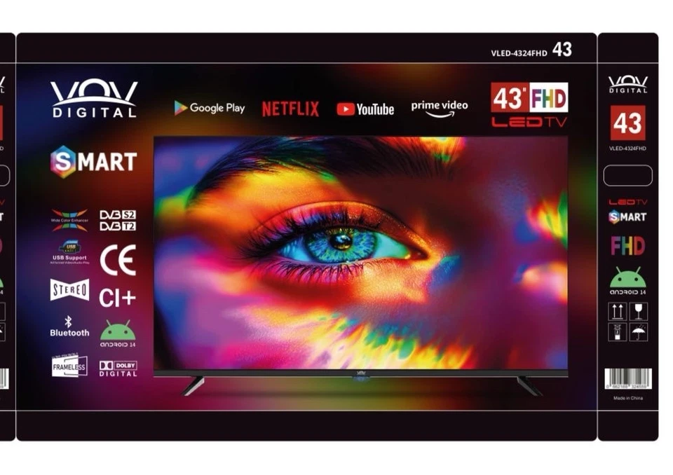 SMART TV TELEVISIONE 43" POLLICI FULL HD VOV DIGITAL ANDROID 14 WIFI ULTRA DOLBY - Immagine 1 di 1
