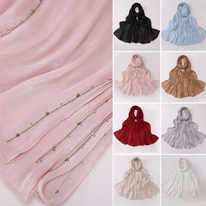 Schimmernder Hijab Schal Damen Tuch Halstuch Muslimische Tücher Kopftuch Bandanas Bufanda - Bild 1 von 24