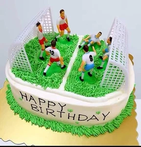 Birthday Cake Football Team Topper Decorations Soccer Players Referee Goal - Picture 1 of 2
