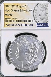 2021-O NGC MS 69 Morgan Silver Dollar New Orleans Privy Bx78 - Picture 1 of 2