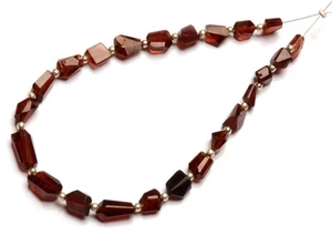 Natural Garnet Gemstones 5 to 12 mm Size Faceted Nugget Shape Beads 8" Strand - Picture 1 of 10
