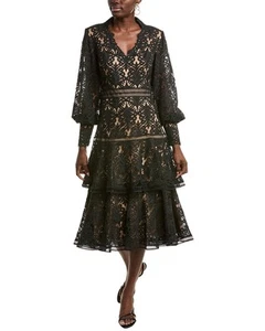 Tadashi Shoji Midi Dress Women's Black 2 - Picture 1 of 3