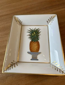 RARE William Yeoward Limoges Dish Hand Painted Porcelain Pineapple 19.5cm MINT - Picture 1 of 7