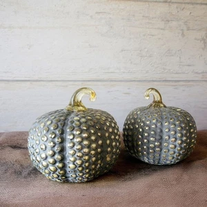 Vintage mundgeblasenes Glas Kürbis Set, Halloween Deko, Thanksgiving Tisch Akzente - Bild 1 von 11