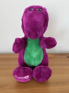 Vintage Barney Plush 1992 Purple Dinosaur Toy Closed Mouth Embroidered Foot - Picture 1 of 10